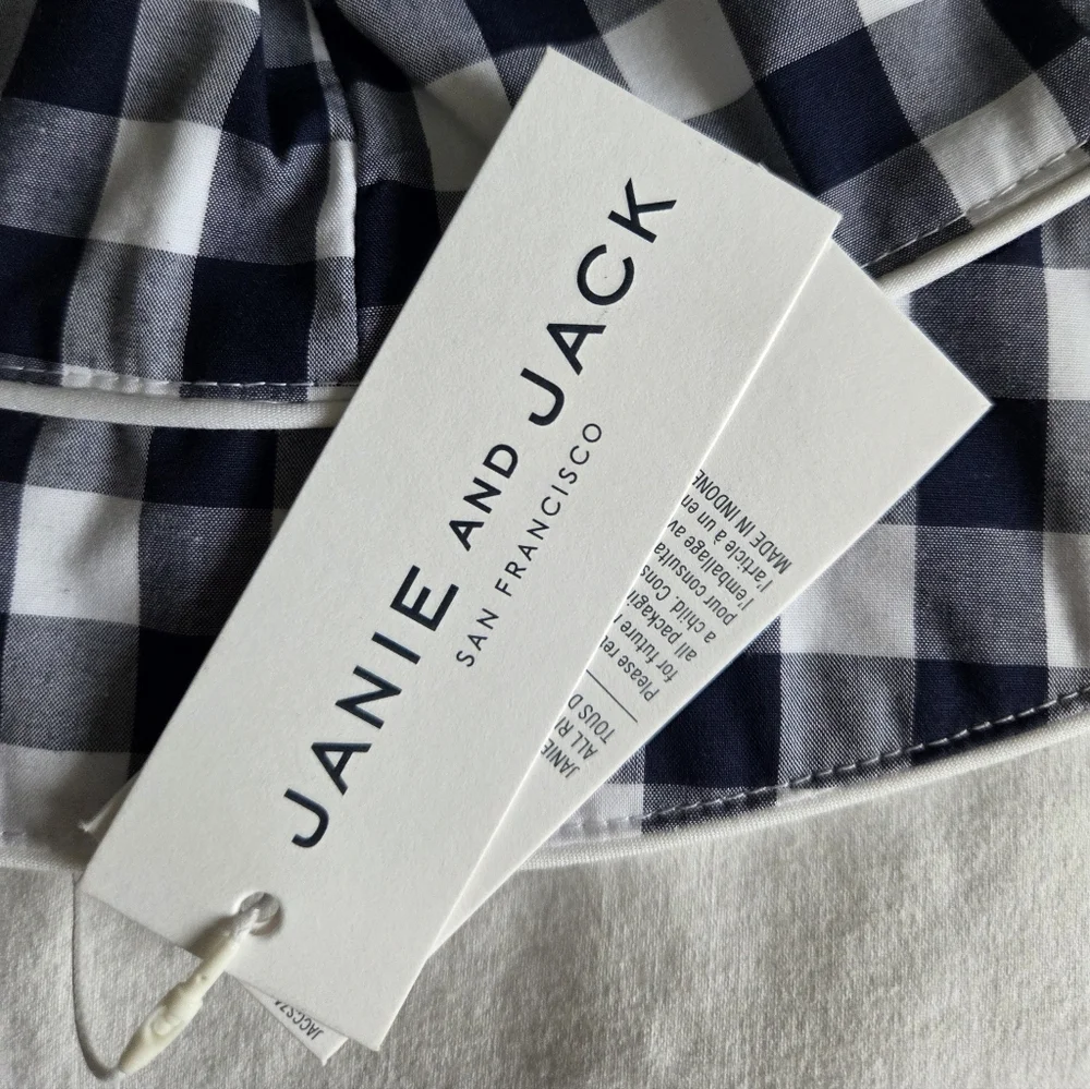 Janie and Jack Navy Checkered Kids Hat